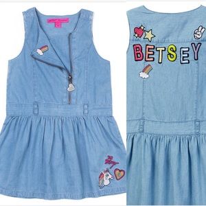 Chambray Moto Dress with Patches & Embroidery